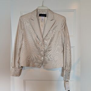 Jones New York Women's Cream Striped Blazer